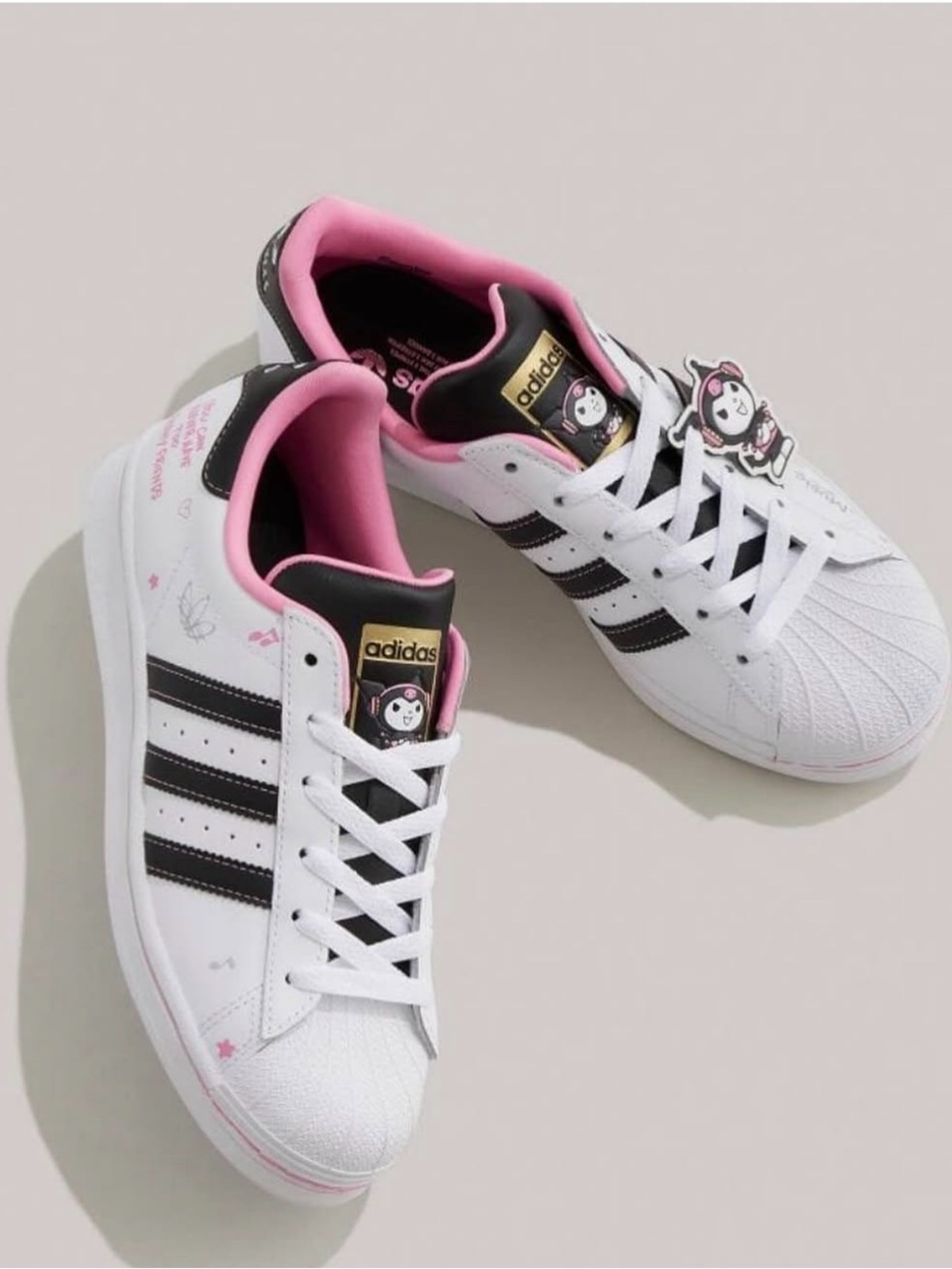 adidas Kids White, Black & Pink Classic Sneakers
